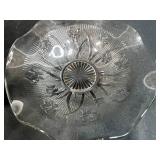 "Iridescent Iris" Vintage Depression Glass Bowl, Platter, and Goblet Set with Floral Design