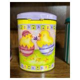 Set of 3 Decorative Tin Canisters with Vintage and Holiday Designs