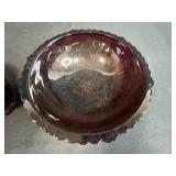 Collection of Vintage Ruby Red Glassware Including Goblets, Bowls, and Decanters