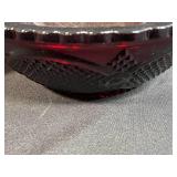 Collection of Vintage Ruby Red Glassware Including Goblets, Bowls, and Decanters