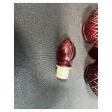 Collection of Vintage Ruby Red Glassware Including Goblets, Bowls, and Decanters