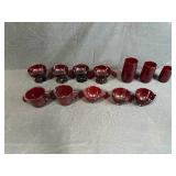 Assorted Ruby Red Vintage Glassware Set Cups Goblets Tumblers