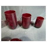 Assorted Ruby Red Vintage Glassware Set Cups Goblets Tumblers