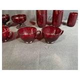 Assorted Ruby Red Vintage Glassware Set Cups Goblets Tumblers