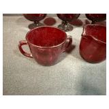 Assorted Ruby Red Vintage Glassware Set Cups Goblets Tumblers