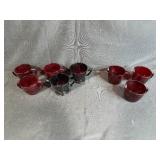 Set of Vintage Ruby Red Glass Cups and Creamers