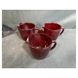 Set of Vintage Ruby Red Glass Cups and Creamers
