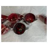 Set of Vintage Ruby Red Glass Cups and Creamers