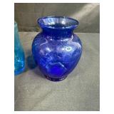 Set of Vintage Blue Glass Vases Assorted Styles