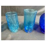 Set of Vintage Blue Glass Vases Assorted Styles