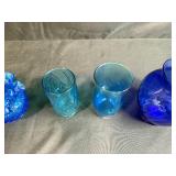 Set of Vintage Blue Glass Vases Assorted Styles