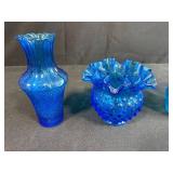Set of Vintage Blue Glass Vases Assorted Styles