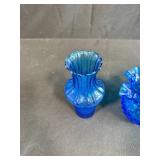 Set of Vintage Blue Glass Vases Assorted Styles
