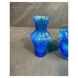 Set of Vintage Blue Glass Vases Assorted Styles