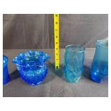 Set of Vintage Blue Glass Vases Assorted Styles