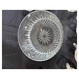 Vintage Glass Serving Set with Amber Platters and Clear Punch Bowl with Cups