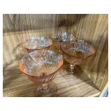 Set of 4 Pink Depression Glass Sherbet Cups