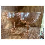 Set of 4 Pink Depression Glass Sherbet Cups