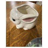 Animal Decor Collection with Porcelain Plates, Framed Art, and Ceramic Bunny Planter
