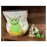 Frog-Themed Ceramic Planter and Figurine Collection