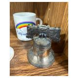 Set of 3 Souvenir Collectibles: California Mug, Las Vegas Bell, and Liberty Bell Replica