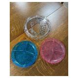 Set of Vintage Plastic Divided Serving Plates Tulip and Floral Design