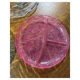 Set of Vintage Plastic Divided Serving Plates Tulip and Floral Design