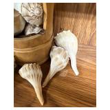 Collection of Decorative Sea Shells and Ceramic Fish Figurine