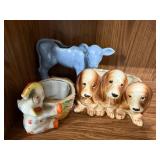 Set of 3 Vintage Ceramic Planters Animal Theme
