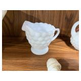 Set of Vintage White Milk Glass Pieces Assorted Designs