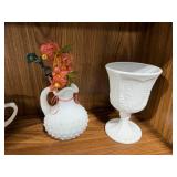 Set of Vintage White Milk Glass Pieces Assorted Designs