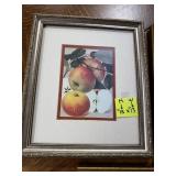 Kitchen Decor and Collectibles Lot with Framed Fruit Prints, Pyrex Measuring Cup, and Accessories