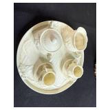 Porcelain Miniature Tea Set with Decorative Rocking Horse Figurines