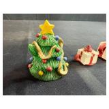 Miniature Dollhouse Christmas Tree and Present Shaped Ceramic Candle Holders Set of 5