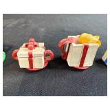 Miniature Dollhouse Christmas Tree and Present Shaped Ceramic Candle Holders Set of 5
