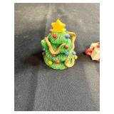 Miniature Dollhouse Christmas Tree and Present Shaped Ceramic Candle Holders Set of 5