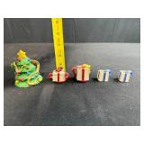 Miniature Dollhouse Christmas Tree and Present Shaped Ceramic Candle Holders Set of 5