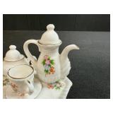 Miniature Dollhouse Vintage Miniature Porcelain Tea Set with Floral Design Made in Taiwan