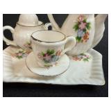 Miniature Dollhouse Vintage Miniature Porcelain Tea Set with Floral Design Made in Taiwan