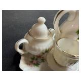 Miniature Dollhouse Vintage Miniature Porcelain Tea Set with Floral Design Made in Taiwan
