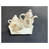 Miniature Dollhouse Vintage Miniature Porcelain Tea Set with Floral Design Made in Taiwan