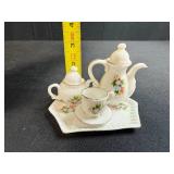 Miniature Dollhouse Vintage Miniature Porcelain Tea Set with Floral Design Made in Taiwan