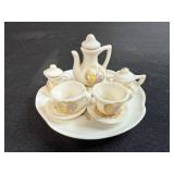 Vintage Miniature Dollhouse Porcelain Tea Set with Decorative Plate
