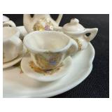 Vintage Miniature Dollhouse Porcelain Tea Set with Decorative Plate
