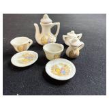 Vintage Miniature Dollhouse Porcelain Tea Set with Decorative Plate
