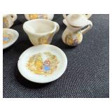 Vintage Miniature Dollhouse Porcelain Tea Set with Decorative Plate