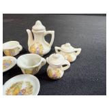 Vintage Miniature Dollhouse Porcelain Tea Set with Decorative Plate