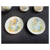 Miniature Porcelain Tea Set with Hummel Style Girl Artwork
