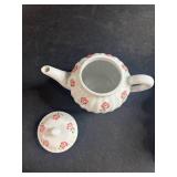 Vintage Porcelain Miniature Tea Set with Pink Floral Design