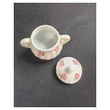 Vintage Porcelain Miniature Tea Set with Pink Floral Design